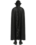 Punk Rave Mens Long Gothic Double-Breasted Cloak With Detachable Lace Ruffle