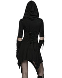 Punk Rave Womens Apocalyptic Gothic Hooded Mini Dress