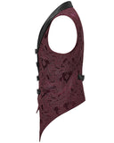 Punk Rave Mens Dark Victorian Gothic Damask Jacquard Waistcoat Vest - Red