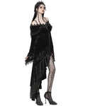 Dark in Love Womens Long Asymmetric Velvet Ruffle Off-Shoulder Mermaid Dress