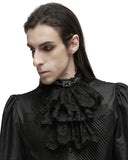 Punk Rave Mens Gothic Aristocrat Embroidered Lace Jabot Cravat - Black