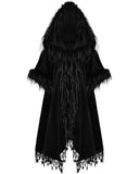 Punk Rave Womens Dark Bohemian Gothic & Faux Fur Hooded Cloak Cape