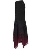 Punk Rave Daily Life Womens Long Gothic Gradient Fitted Skirt - Black & Red