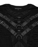 Punk Rave Mens Apocalyptic Gothic Shredded Fishnet Inset T Shirt Top