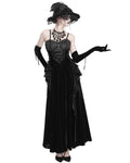 Eva Lady Womens Long Victorian Gothic Velvet & Lace Fringed Ballgown Dress