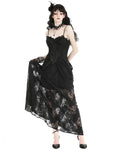 Dark In Love Elegant Gothic Ruched Lace Halter Maxi Dress