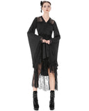 Dark In Love Womens Black Gothic Satin & Lace Kimono Dress
