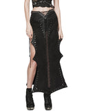 Punk Rave Long Apocalyptic CyberPunk Studded Side-Split Lacing Skirt