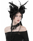 Dark In Love Womens Gothic Ram Skull & Horns Fascinator Tiara