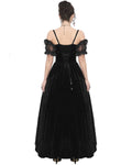 Eva Lady Dark Devore Gothic Velvet & Lace Wedding Dress - Black