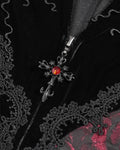 Eva Lady Womens Long Dark Baroque Gothic Velvet Gown Jacket - Black & Red