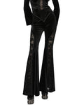 Punk Rave Womens Gothic Velvet & Lace Flared Leggings
