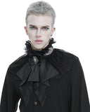 Devil Fashion Mens Decadent Gothic Aristocrat Jacquard & Lace Cravat Tie - Black