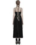 Punk Rave Daily Life Womens Long Gothic Crushed Velvet Applique Maxi Dress - Black