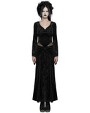 Punk Rave Womens Long Baroque Gothic Embossed Velvet Maxi Dress - Black