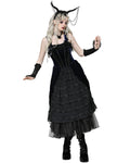 Dark In Love  Gothic Lolita Doll Layered Velvet & Lace Prom Dress - Blue & Black