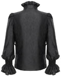 Devil Fashion Mens Gothic Vampire Beaded Crucifix Jacquard Dress Shirt - Black