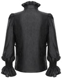 Devil Fashion Mens Gothic Vampire Beaded Crucifix Jacquard Dress Shirt - Black