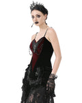 Dark In Love Womens Baroque Gothic Heart Velvet Corset Top - Red & Black
