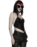 Punk Rave Womens Gothic Lace Applique Tie-Back Camisole Top