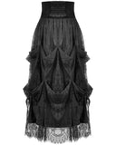 Dark In Love Womens Long Gothic Corset-Waist Velvet & Lace Applique Maxi Skirt