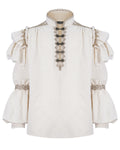 Devil Fashion Mens Embellished Steampunk Pirate Shirt - Vintage Off-White