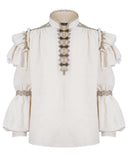 Devil Fashion Mens Embellished Steampunk Pirate Shirt - Vintage Off-White