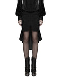 Punk Rave Womens Baroque Gothic Rose Embroidered Velvet Fishtail Skirt - Black
