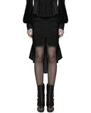 Punk Rave Womens Baroque Gothic Rose Embroidered Velvet Fishtail Skirt - Black
