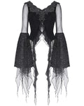 Eva Lady Womens Gothic Velvet & Flocked Damask Mesh Lace Applique Top