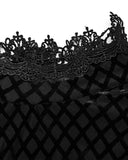 Punk Rave Womens Gothic Lace Applique Velvet Mourning Dress