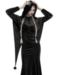 Punk Rave Daily Life Womens Velvet Gothic Lolita Hooded Split Tails Bolero Cape - Black