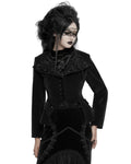 Punk Rave Womens Gothic Embroidered Velvet Cutaway Riding Jacket - Red