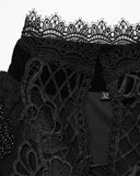 Punk Rave Womens Long Gothic Velvet & Lace Beaded & Embroidered Maxi Dress