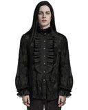 Punk Rave Mens Romantic Gothic Dark Floral Lace Ruffled Poet Shirt