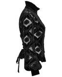 Punk Rave Womens Gothic Velvet Lace Applique Cutout Blouse Top - Black
