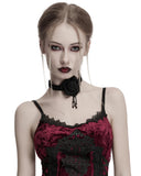 Punk Rave Daily Life Womens Gothic Burnt Rose Choker Collar Necklace - Black