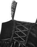 Dark In Love Womens Elegant Gothic Lolita Velvet & Lace Mini Dress