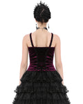 Dark In Love Womens Dark Gothic Vampire Velvet Cami Corset Top - Red & Black
