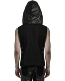 Punk Rave Mens Dystopian CyberPunk Zip Up Hooded Waistcoat Vest