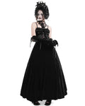 Eva Lady Womens Long Gothic Velvet Beaded Rose Ball Gown Wedding Dress - Black & Red