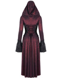 Devil Fashion Womens Long Gothic Fringed Hood Cloak Coat - Red & Black