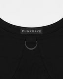Punk Rave Womens Apocalyptic Gothic Studded Mesh Inset T-Shirt Top