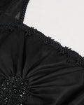 Eva Lady Womens Long Gothic Courtesan Applique Wedding Dress - Black