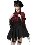 Dark In Love Womens Romantic Gothic Lolita Blouse Top & Cravat Set - Red & Black