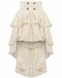 Dark In Love Womens Steampunk Lace High Low Skirt - Vintage Off-White