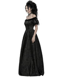 Punk Rave Womens Long Gothic Jacquard Ballgown Wedding Dress - Black