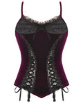Dark In Love Womens Dark Gothic Vampire Velvet Cami Corset Top - Red & Black