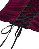 Dark In Love Womens Dark Gothic Vampire Velvet Cami Corset Top - Red & Black