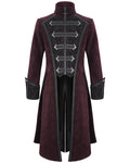 Devil Fashion Mens Eldermyst Long Gothic Overcoat - Red Chenille